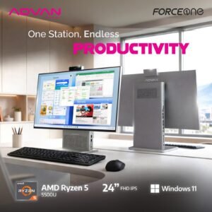 ADVAN Force One All-in-One PC AIO PC Ryzen 5 5500U 8256GB SSD 23.8 inch FHD IPS Upgradeable RAM Free Windows 11 Home Free Keyboard & Mouse Garansi Resmi 1 Tahun