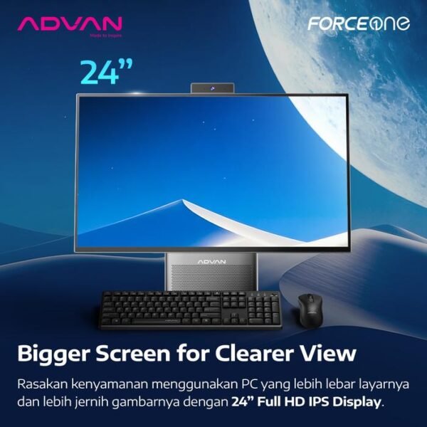 4 ADVAN Force One All-in-One PC AIO PC Ryzen 5 5500U 8256GB SSD 23.8 inch FHD IPS Upgradeable RAM Free Windows 11 Home Free Keyboard & Mouse Garansi Resmi 1 Tahun