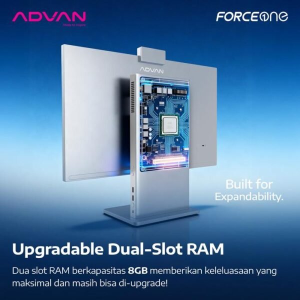 5 ADVAN Force One All-in-One PC AIO PC Ryzen 5 5500U 8256GB SSD 23.8 inch FHD IPS Upgradeable RAM Free Windows 11 Home Free Keyboard & Mouse Garansi Resmi 1 Tahun